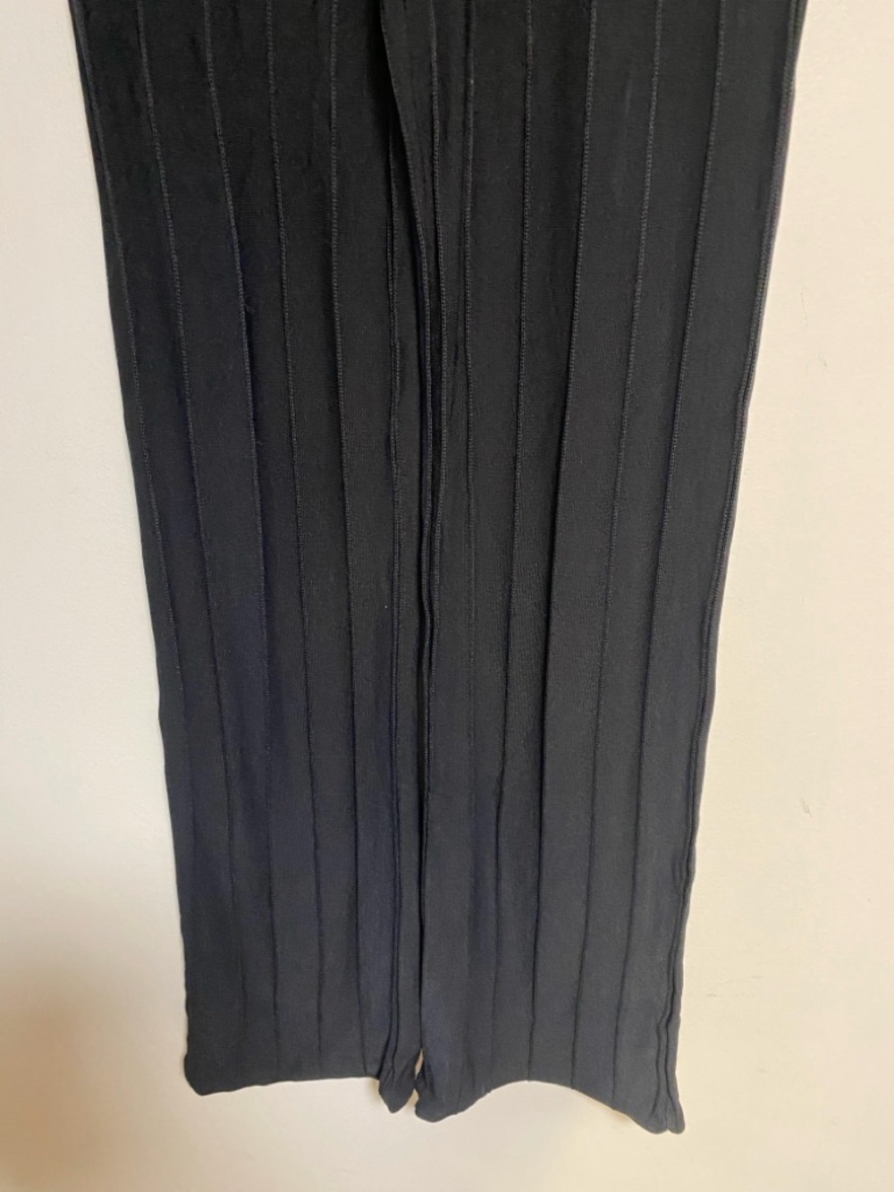 Dynamite Black Ribbed Pull-On Wide Leg Pants Size P/S - Picture 4 of 10